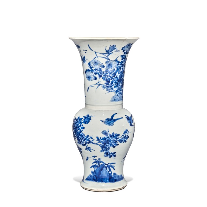 清康熙 青花花鳥圖鳳尾尊 - 图4