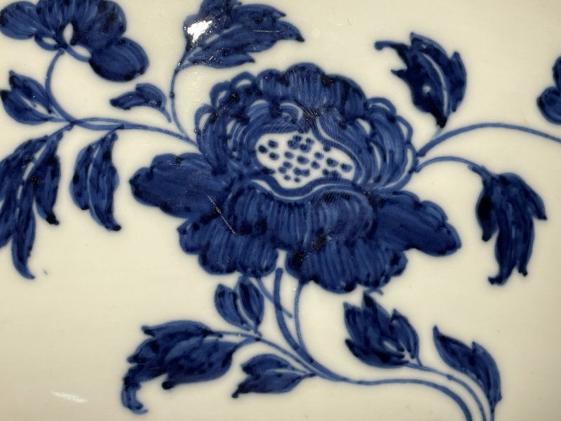 清康熙 仿宣窑青花折枝花纹纹碗 - 图8