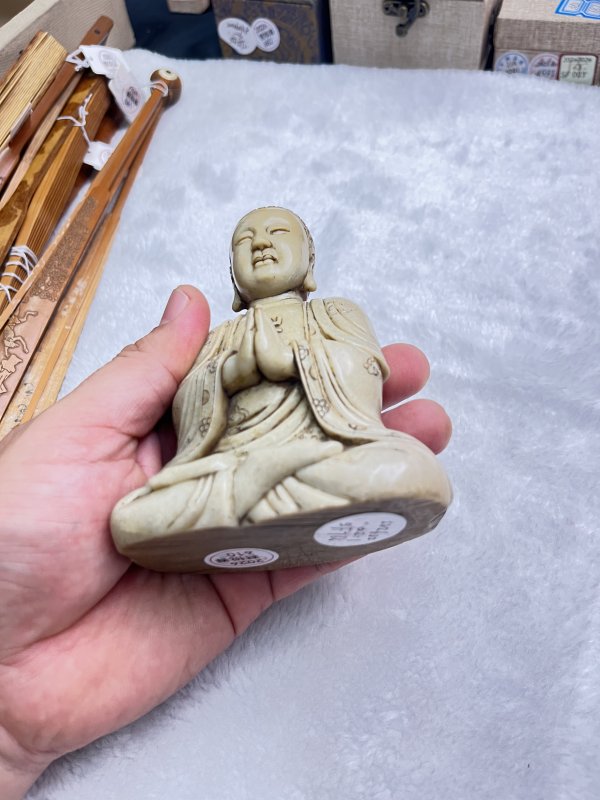 寿山石大日如来（附红木佛龛） - 图12