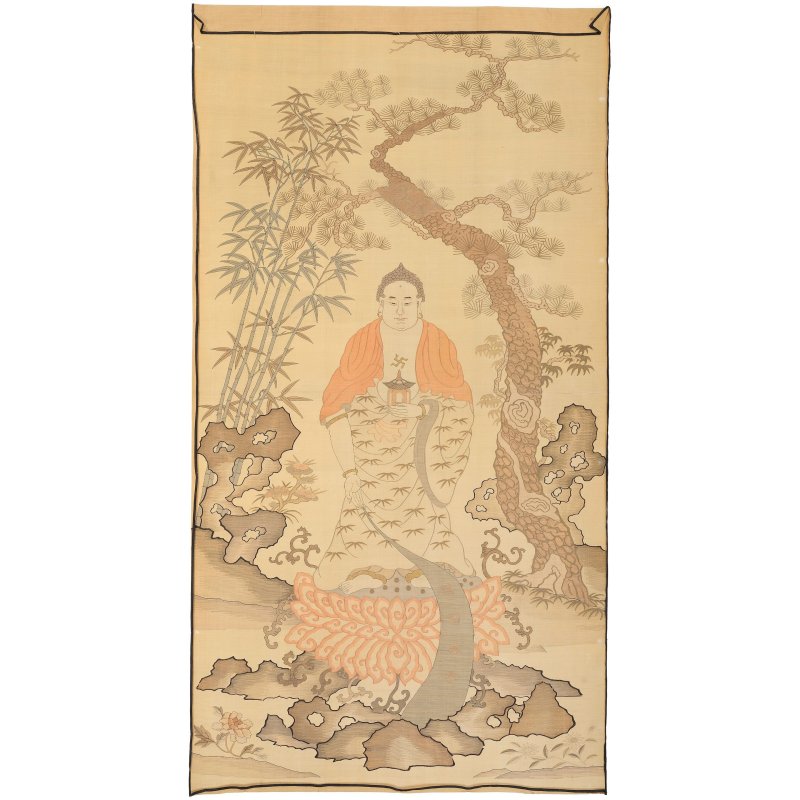 晚清/民國 緙絲阿彌陀佛像 | A PAINTED KESI PANEL OF AMITABHA