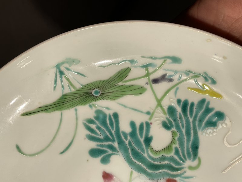 清雍正 粉彩没骨一路连科图盘 - 图7
