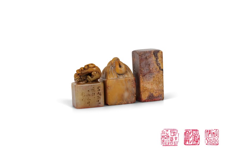 龙、瓜果钮石印章一组