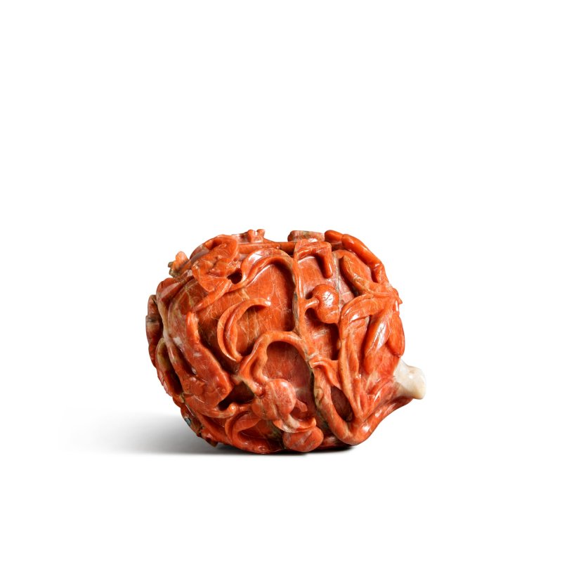 清 瑪瑙雕福壽雙全水盂