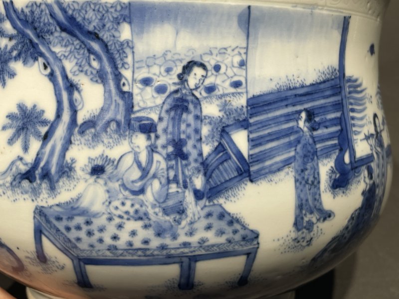 明崇祯 青花韩熙载夜宴图炉 - 图8