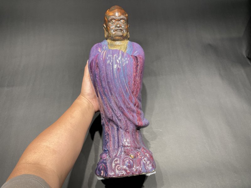 清雍正 窑变釉达摩像 - 图2