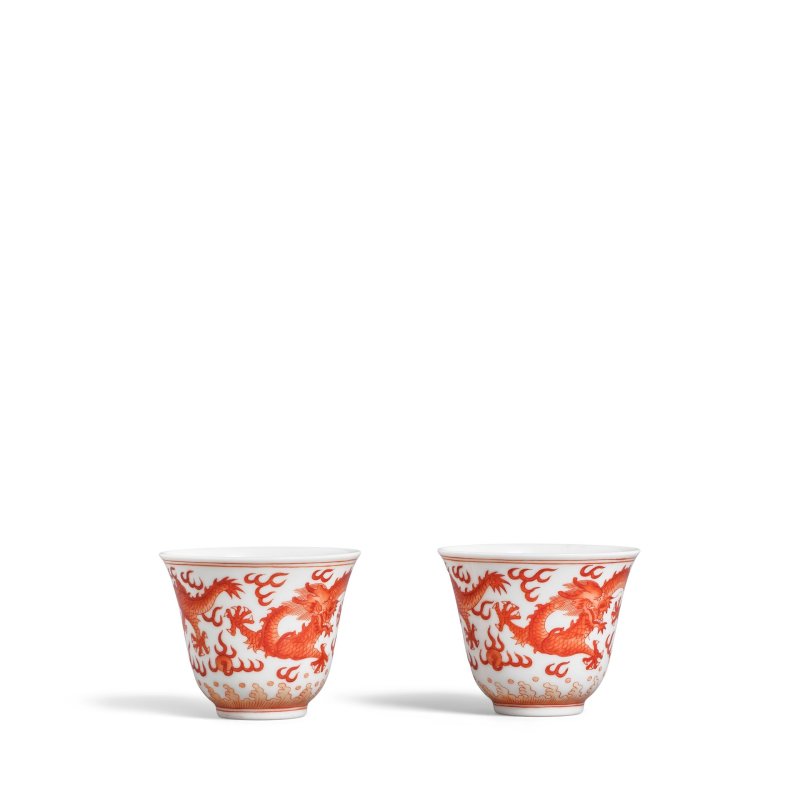 清同治 礬紅雙龍趕珠小杯兩隻 | TWO IRON-RED-DECORATED 'DRAGON' CUPS - 图6