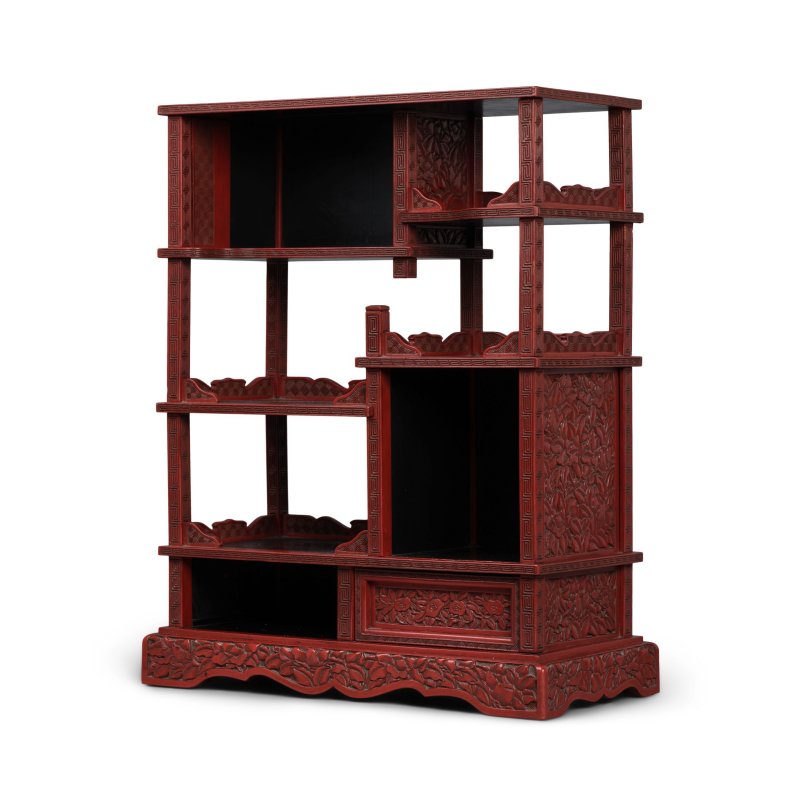 A JAPANESE CINNABAR LACQUER DISPLAY STAND - 图3