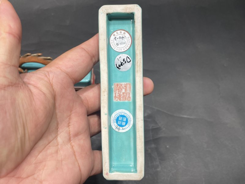 民国 堆塑龙形镇纸一对（带老布座） - 图7