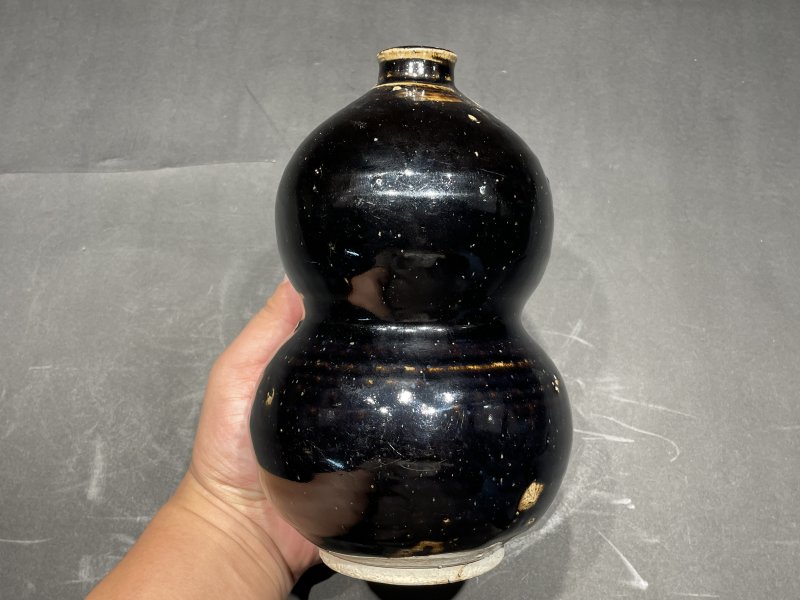 明 磁州窑黑釉葫芦瓶 - 图3