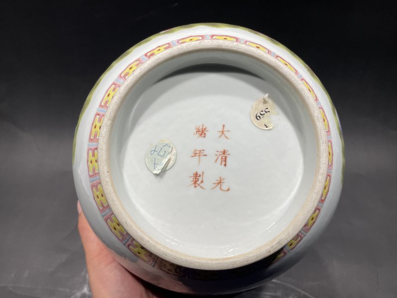 清光绪 粉彩花蝶纹赏瓶 - 图11