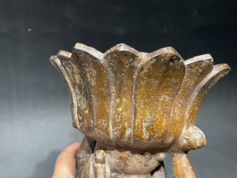 明 青石莲花浮雕龙纹灯供 - 图8