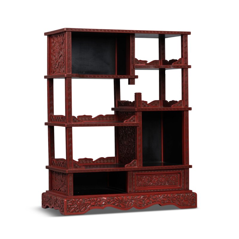 A JAPANESE CINNABAR LACQUER DISPLAY STAND - 图4