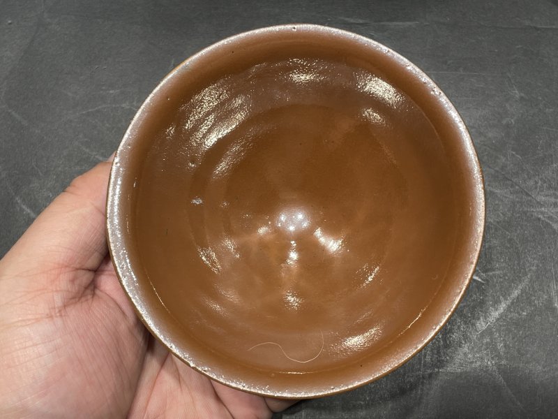 明 耀州窑柿釉斗笠盏一对 - 图6