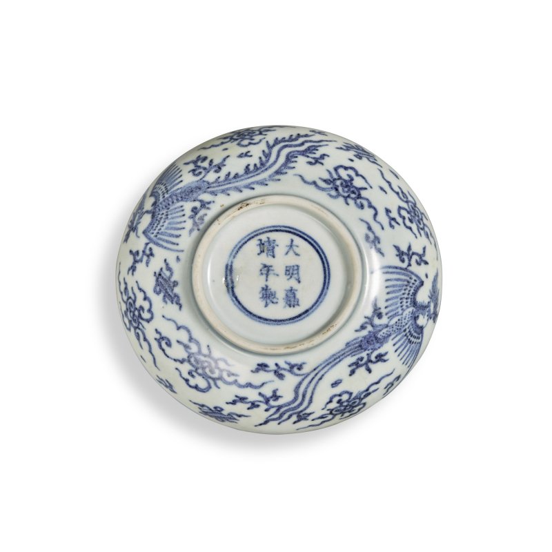 明崇禎 青花「哈察船貨」鳳紋蓋盒 - 图6