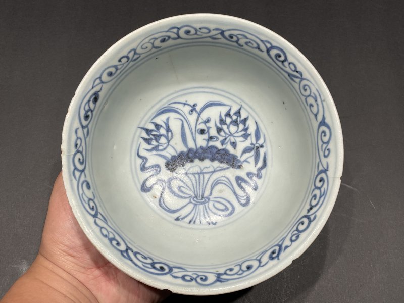 元 青花荷花纹碗 - 图6