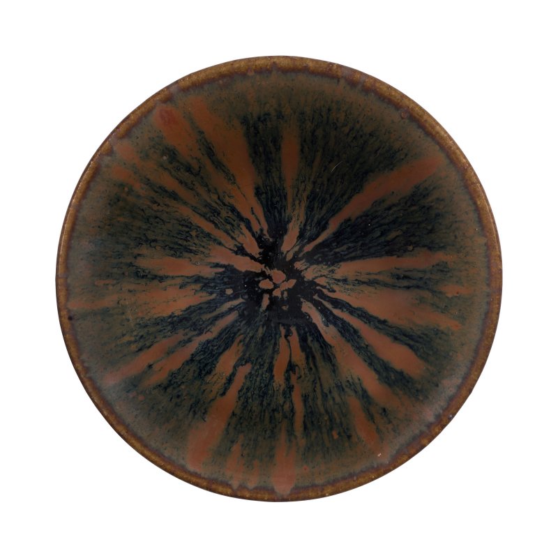宋 磁州窰黑釉兔毫紋斗笠盞 | A CIZHOU RUSSET-SPLASHED BLACK-GLAZED CONICAL BOWL