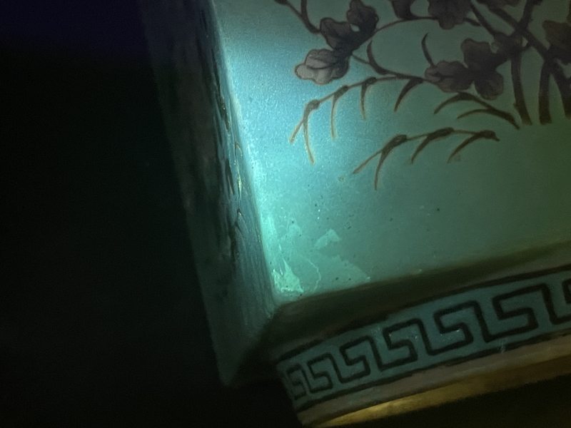 清光绪 松石绿地墨彩花鸟纹琮式瓶一对 - 图18