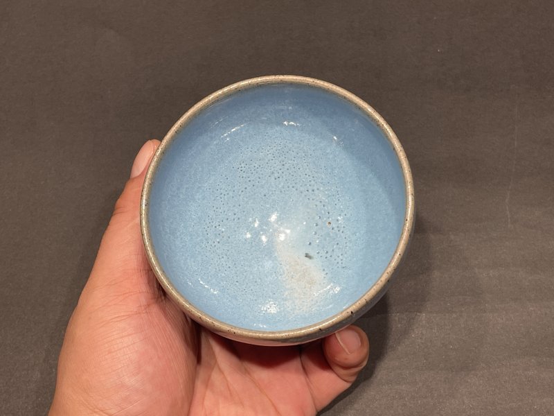 明 钧窑天青釉鸡心盏 - 图6