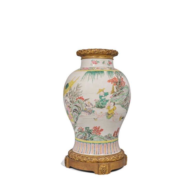 十八世紀 粉彩漁樂圖罐 後配鎏金銅飾 | A FAMILLE-ROSE 'FISHERMAN' JAR WITH ORMULU MOUNTING - 图4