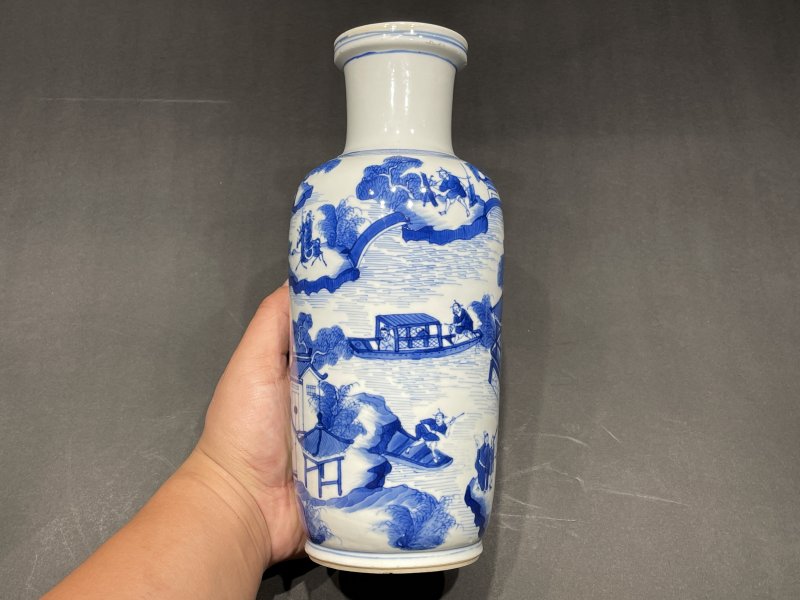 清康熙 青花“西湖十景”图棒槌瓶 - 图3