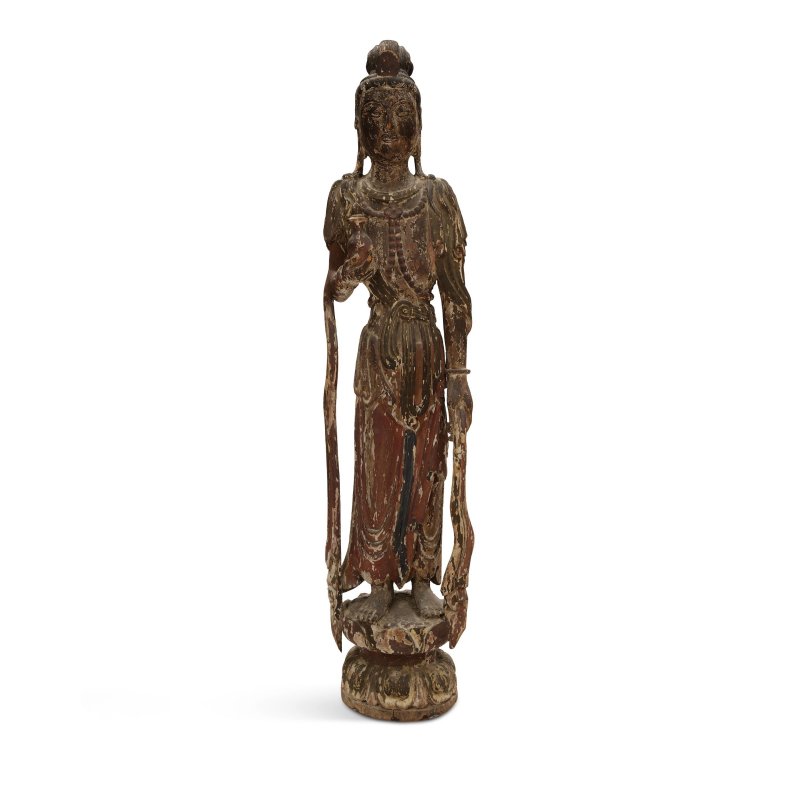 元/明初 木雕觀音立像 | A WOOD CARVED FIGURE OF STANDING GUANYIN
