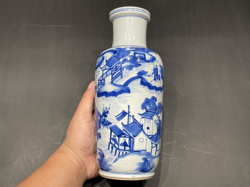 清康熙 青花“西湖十景”图棒槌瓶 - 图4