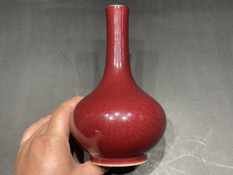 清雍正 红釉荸荠瓶 - 图4