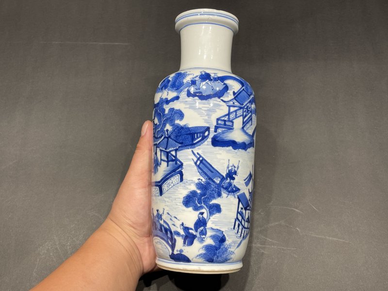 清康熙 青花“西湖十景”图棒槌瓶 - 图5