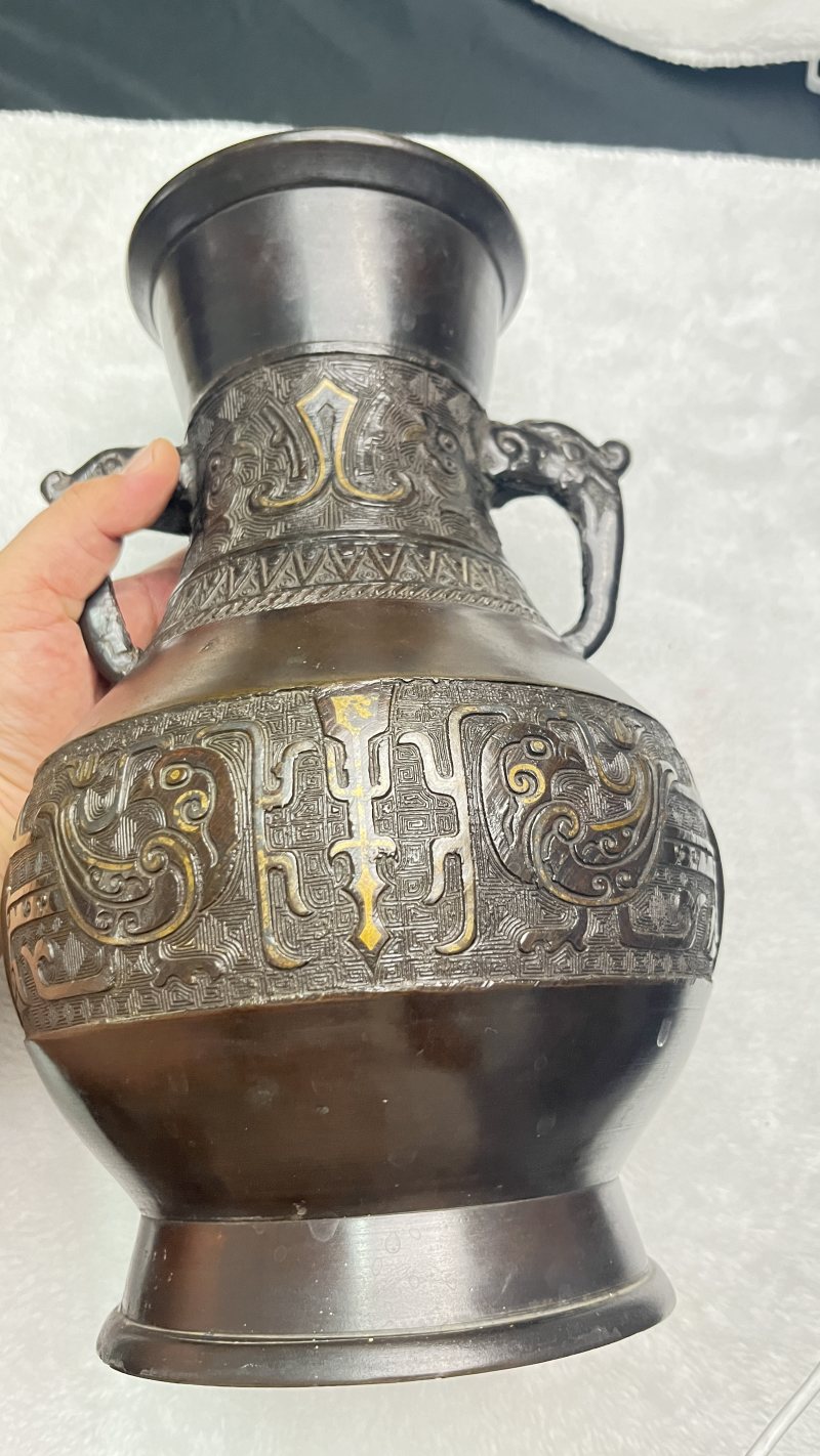 铜错金凤鸟纹双耳瓶 - 图4
