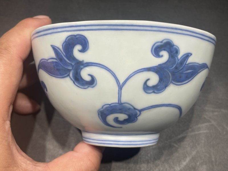 明成化 青花栀子花宫碗 - 图3
