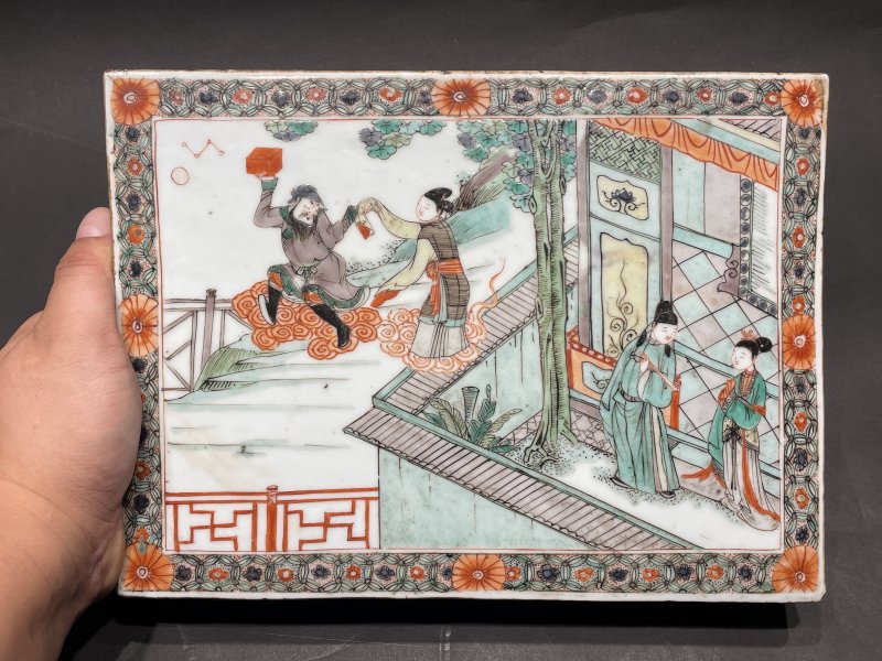 清康熙 五彩人物故事图瓷板 - 图2