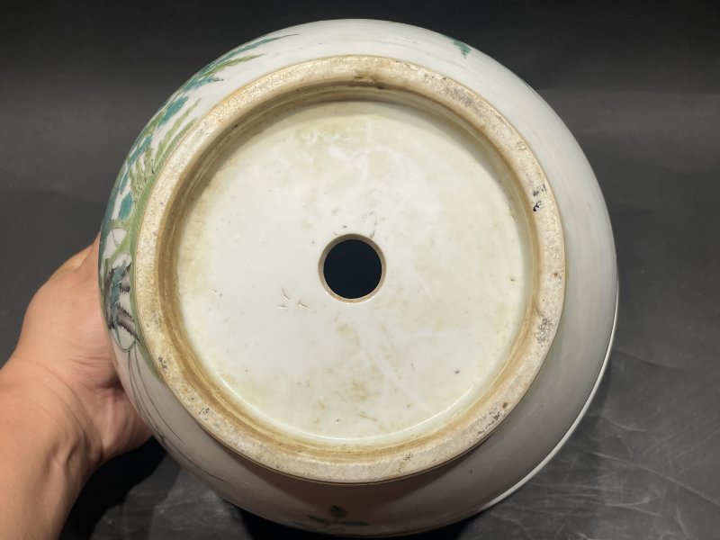 民国 粉彩花卉纹花盆（带托） - 图9