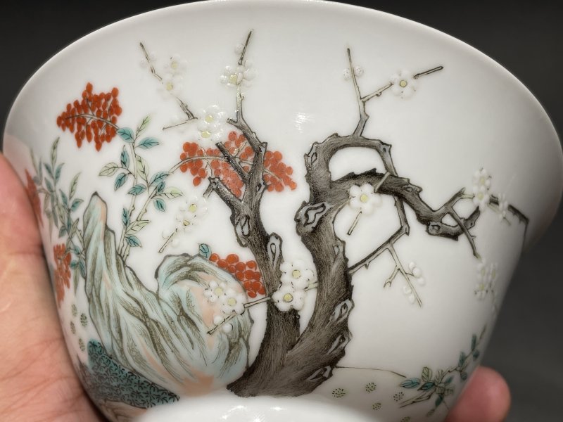 清同治 粉彩三羊开泰碗 - 图9