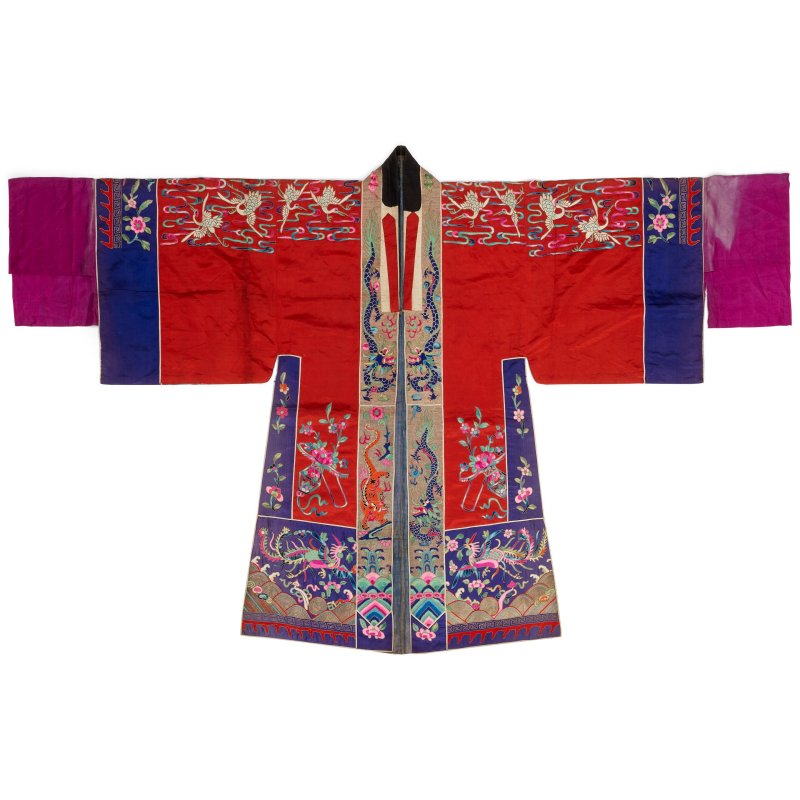 民國 紅紫緞地瑞獸團鶴紋道袍 | A DAOIST PRIEST'S ROBE - 图4