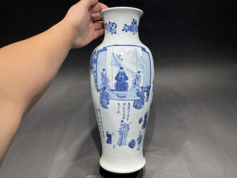 清康熙 青花饮中八仙图观音瓶 - 图4