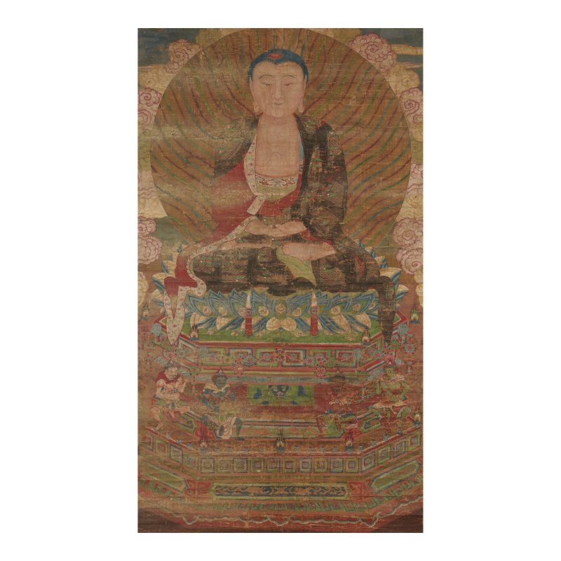 無款（十七至十八世紀）釋迦摩尼佛 設色絹本 立軸 木製畫盒 | ANONYMOUS (17th/18th century)
