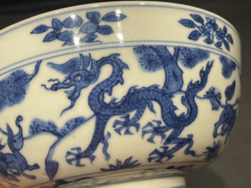 明万历 青花山海异兽图墩式碗 - 图9