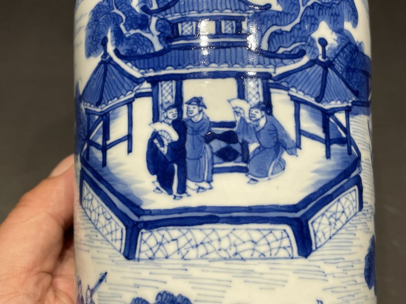 清康熙 青花“西湖十景”图棒槌瓶 - 图6