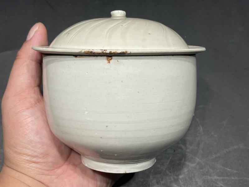 明 定窑白釉盖钵 - 图2