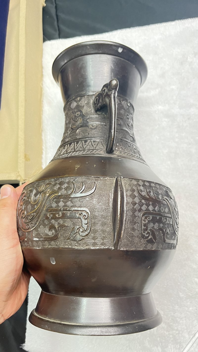 铜错金凤鸟纹双耳瓶 - 图5