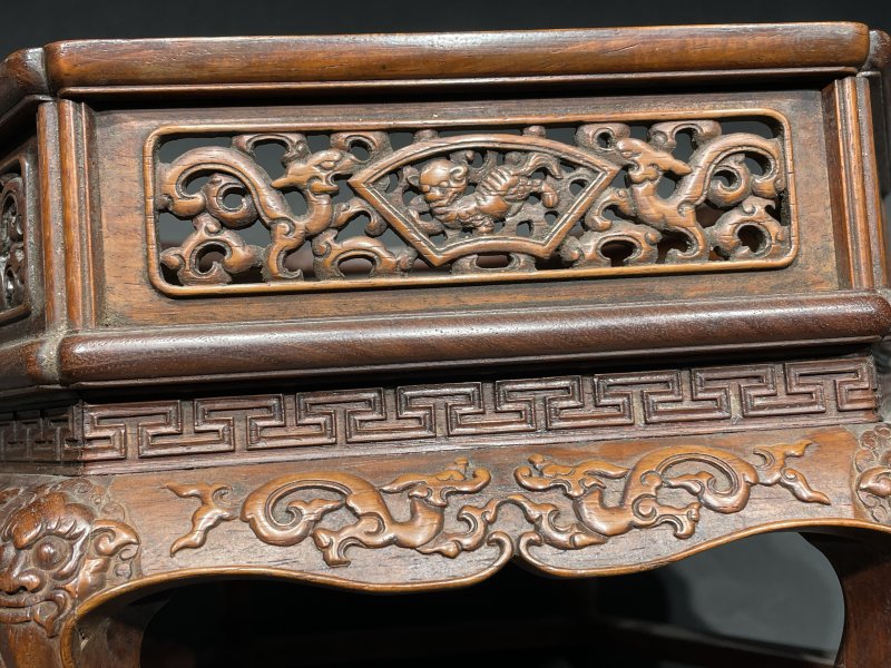 清早期 黄花梨透雕龙纹缸座 - 图6