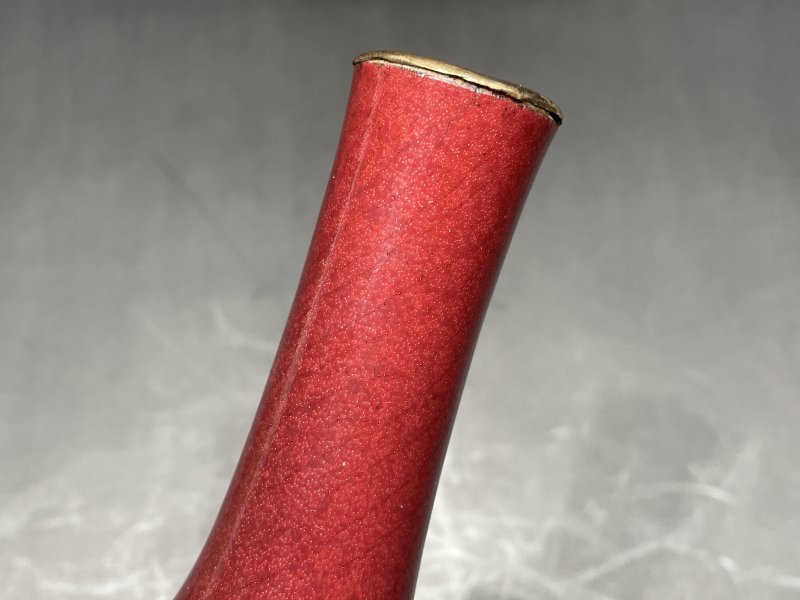 清雍正 红釉荸荠瓶 - 图6