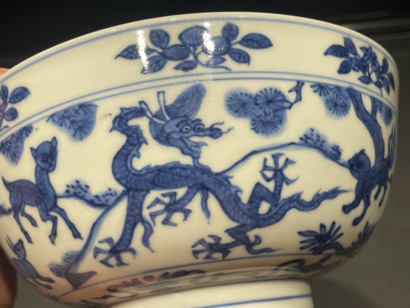 明万历 青花山海异兽图墩式碗 - 图10