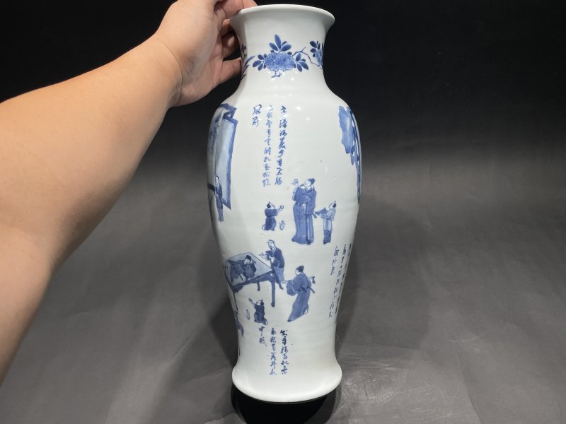 清康熙 青花饮中八仙图观音瓶 - 图5