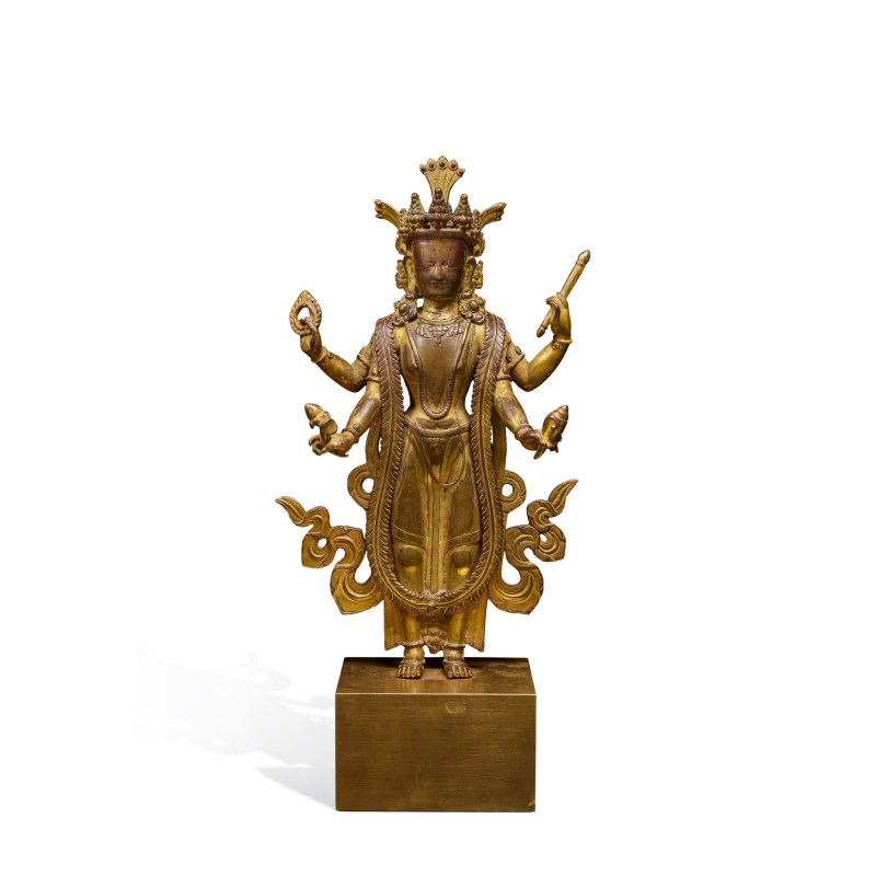 A gilt-copper alloy figure of Vishnu, Nepal, 18th / 19th century