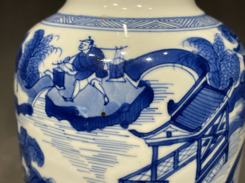 清康熙 青花“西湖十景”图棒槌瓶 - 图8