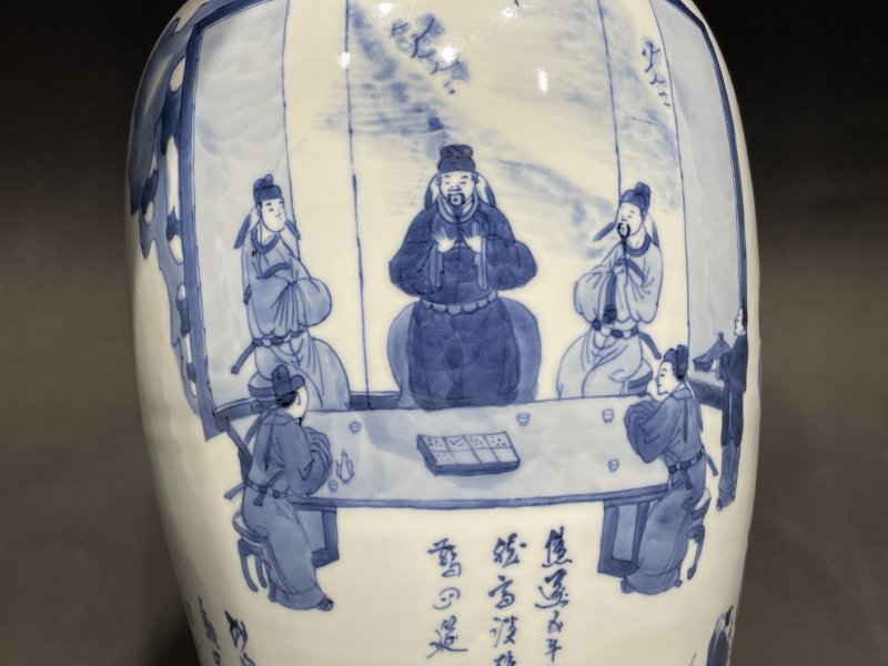 清康熙 青花饮中八仙图观音瓶 - 图6