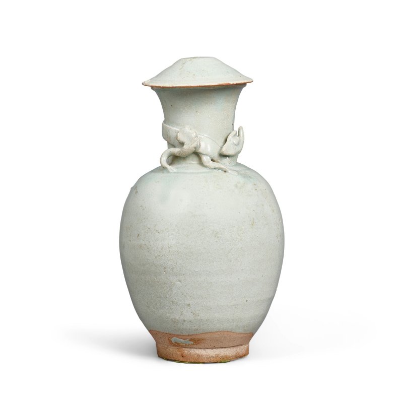 北宋 青白釉貼蟠龍蓋瓶 | A QINGBAI-GLAZED EWER AND COVER - 图2