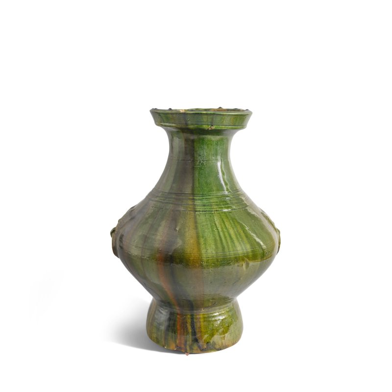 漢 綠釉鋪首耳壺 | A GREEN-GLAZED VASE, HU