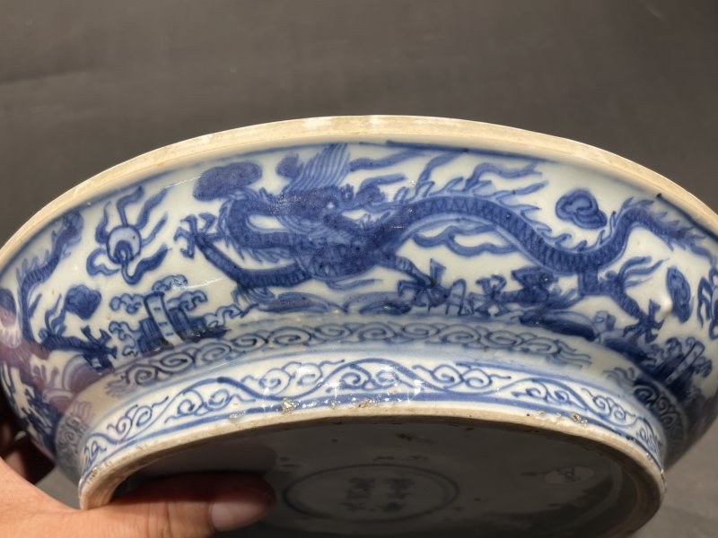 明万历 青花瑞兽纹格盘 - 图12